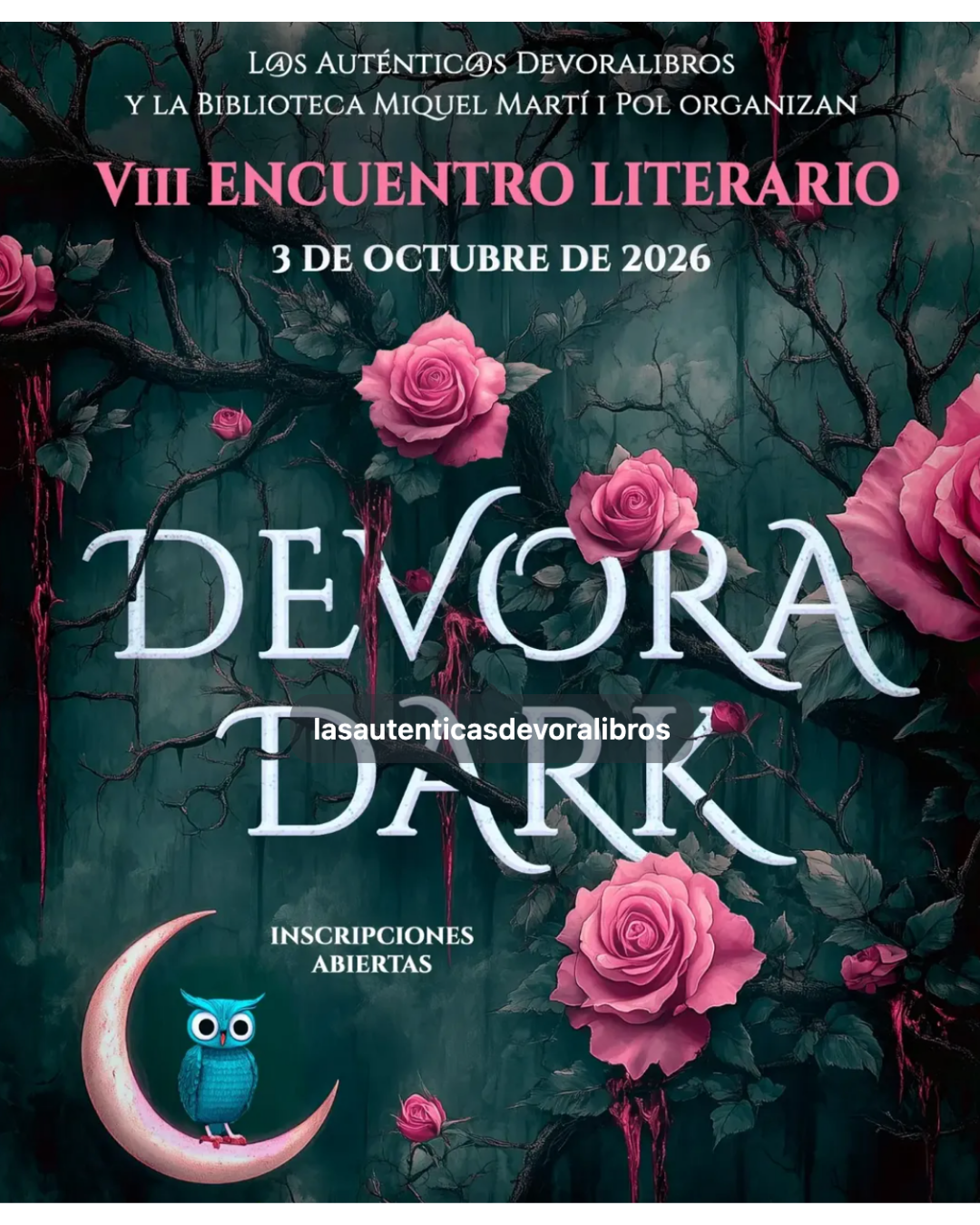 Cartel VIII Encuentro Literario Devora Dark, 3 de octubre de 2026